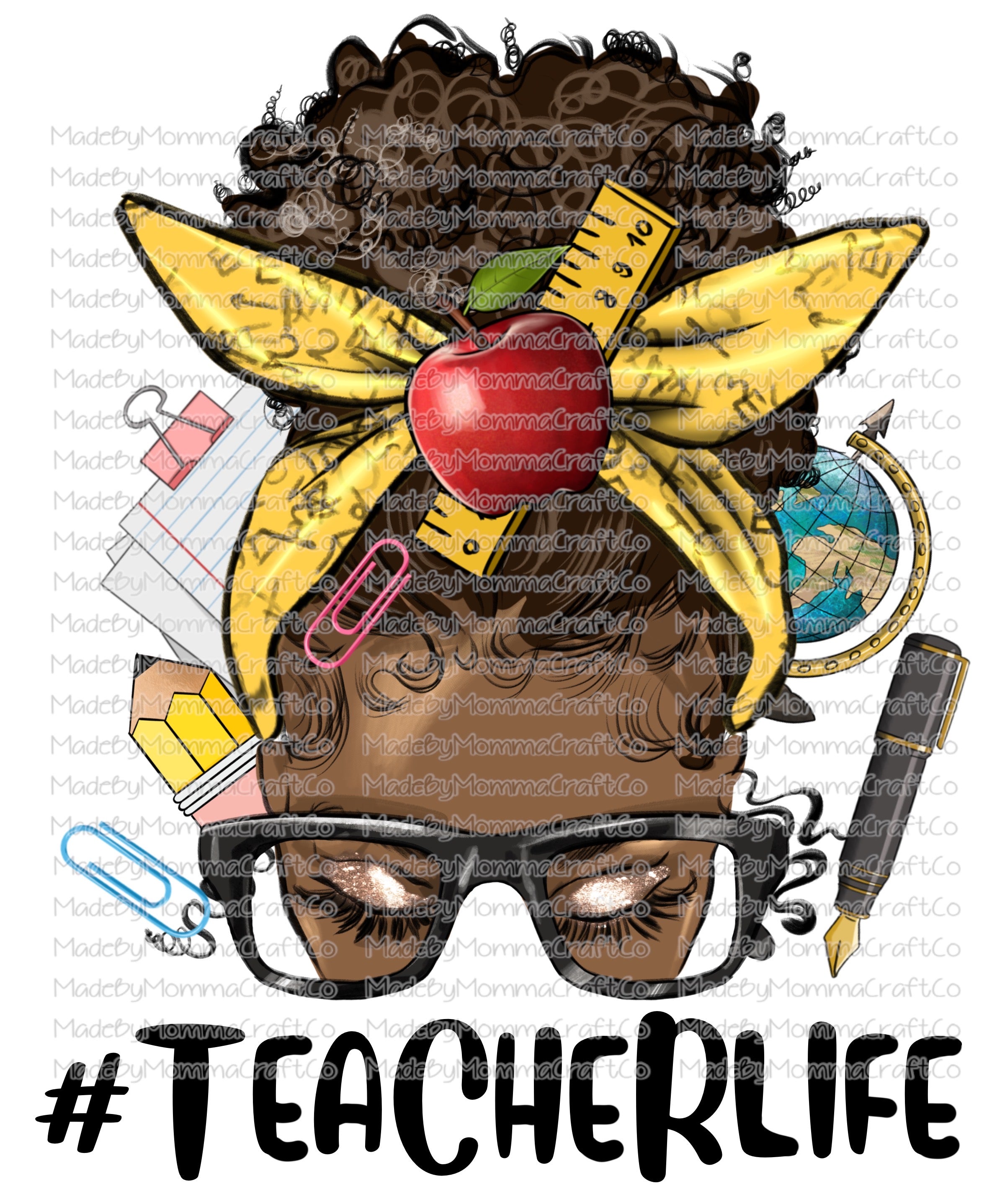 Teacher Life Messy Bun - Cheat Clear Waterslide™ or White Cast Sticker