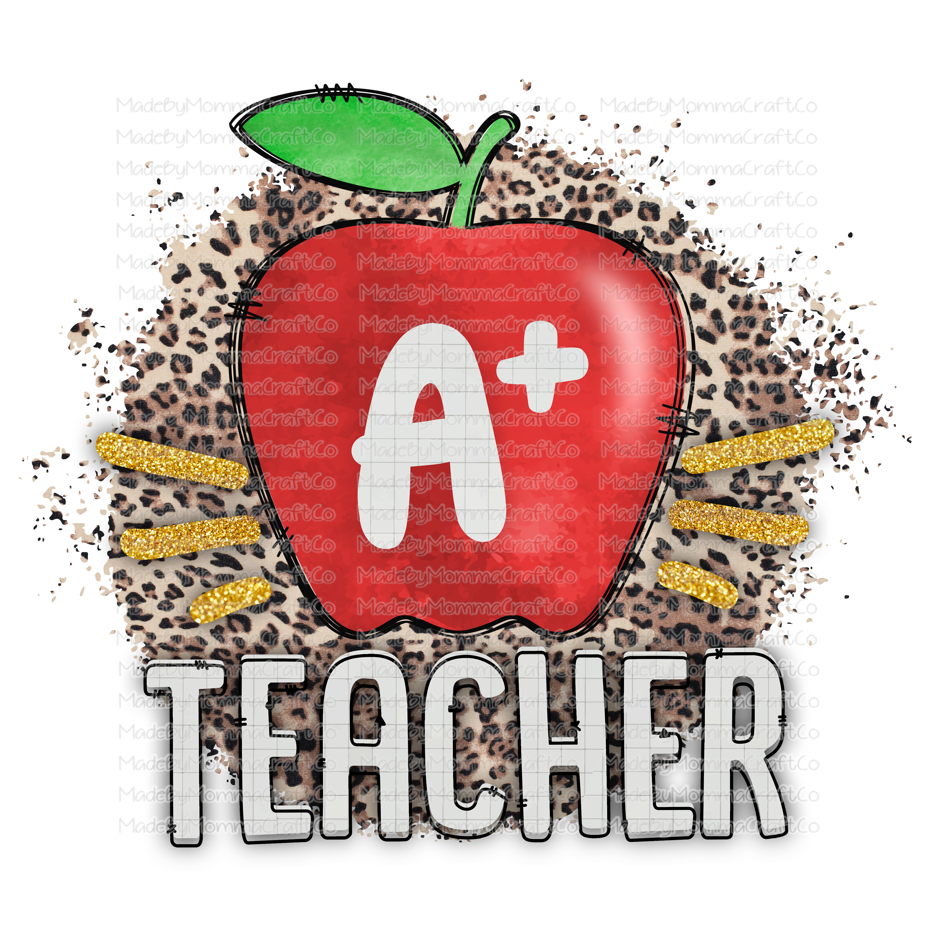A Plus Teacher Apple - Cheat Clear Waterslide™ or White Cast Sticker