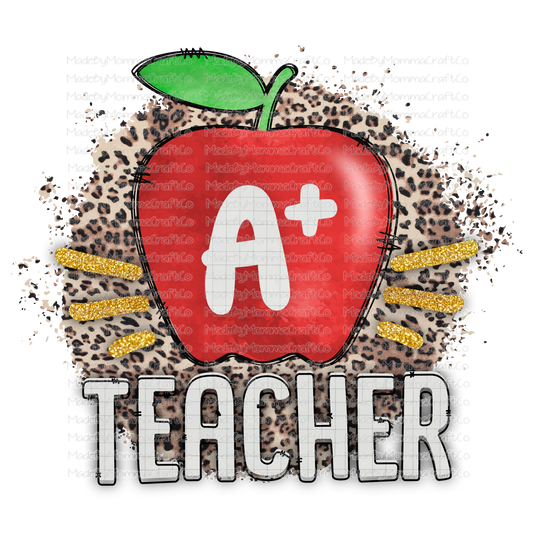 A Plus Teacher Apple - Cheat Clear Waterslide™ or White Cast Sticker