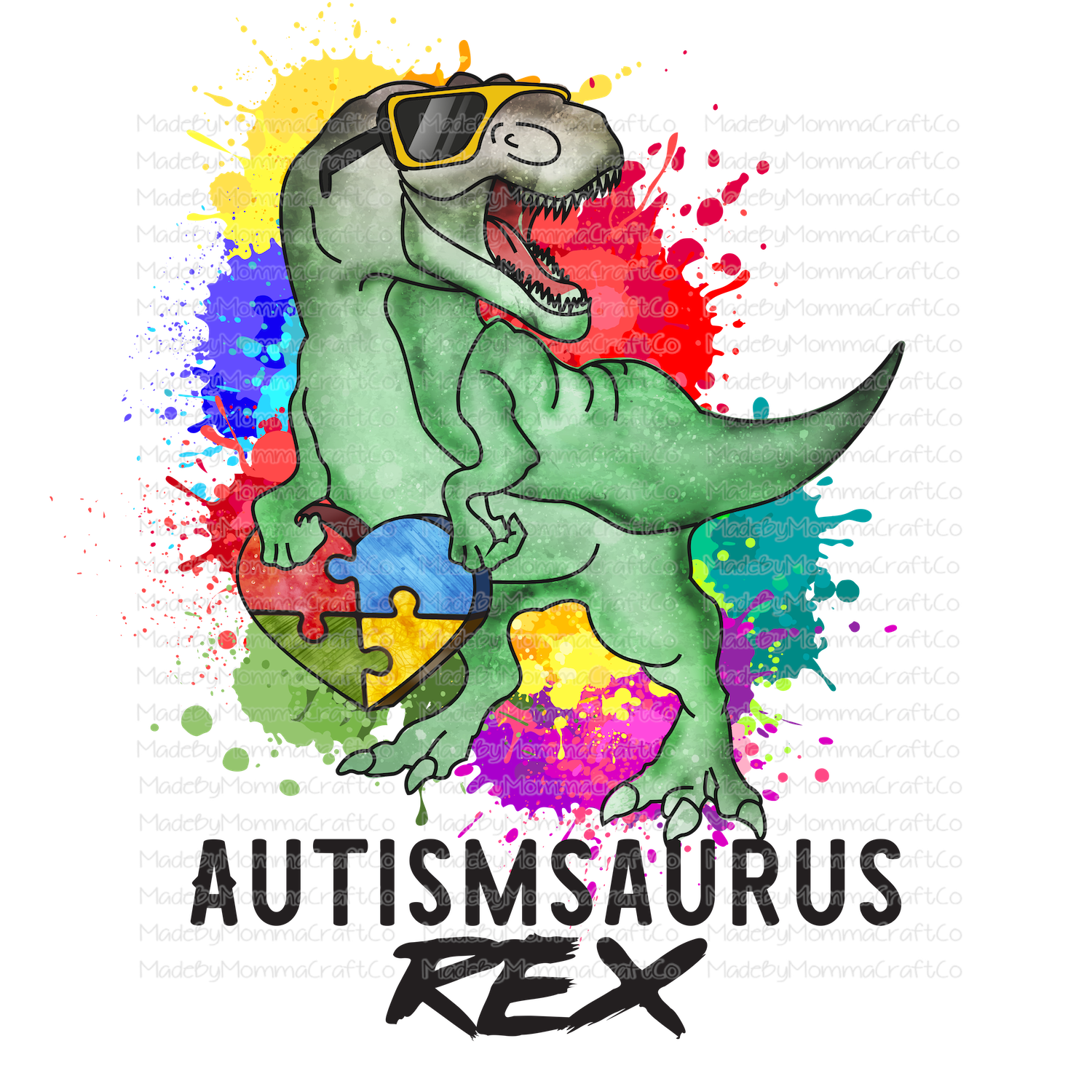 Autismsaurus Rex Dino Kid Design - Cheat Clear Waterslide™ or White Cast Sticker