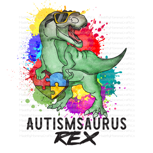 Autismsaurus Rex Dino Kid Design - Cheat Clear Waterslide™ or White Cast Sticker