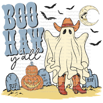 BOOHAW Y'ALL Halloween -Cheat Clear Waterslide™ or White Cast Sticker