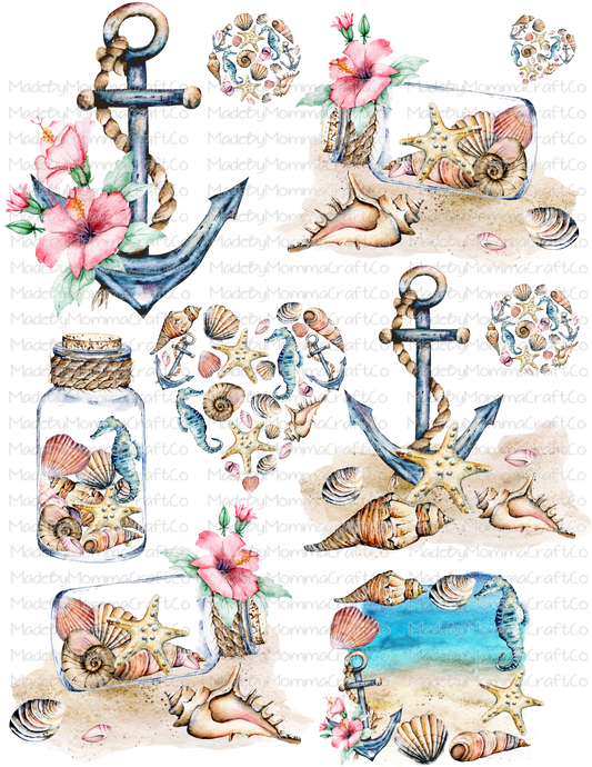 Beach Sea Shells Cheat Clear Waterslide ™ or Sticker Themed Sheet  Elements Sheet