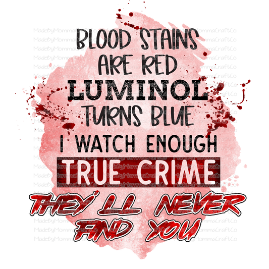 True Crime Blood Stains are Red - Cheat Clear Waterslide™ or White Cast Sticker