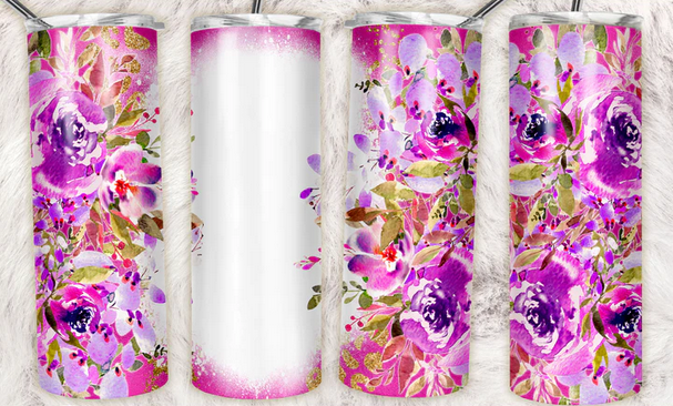 Bright Magenta Floral Sublimation or Waterslide Wrap - 20oz and 30oz