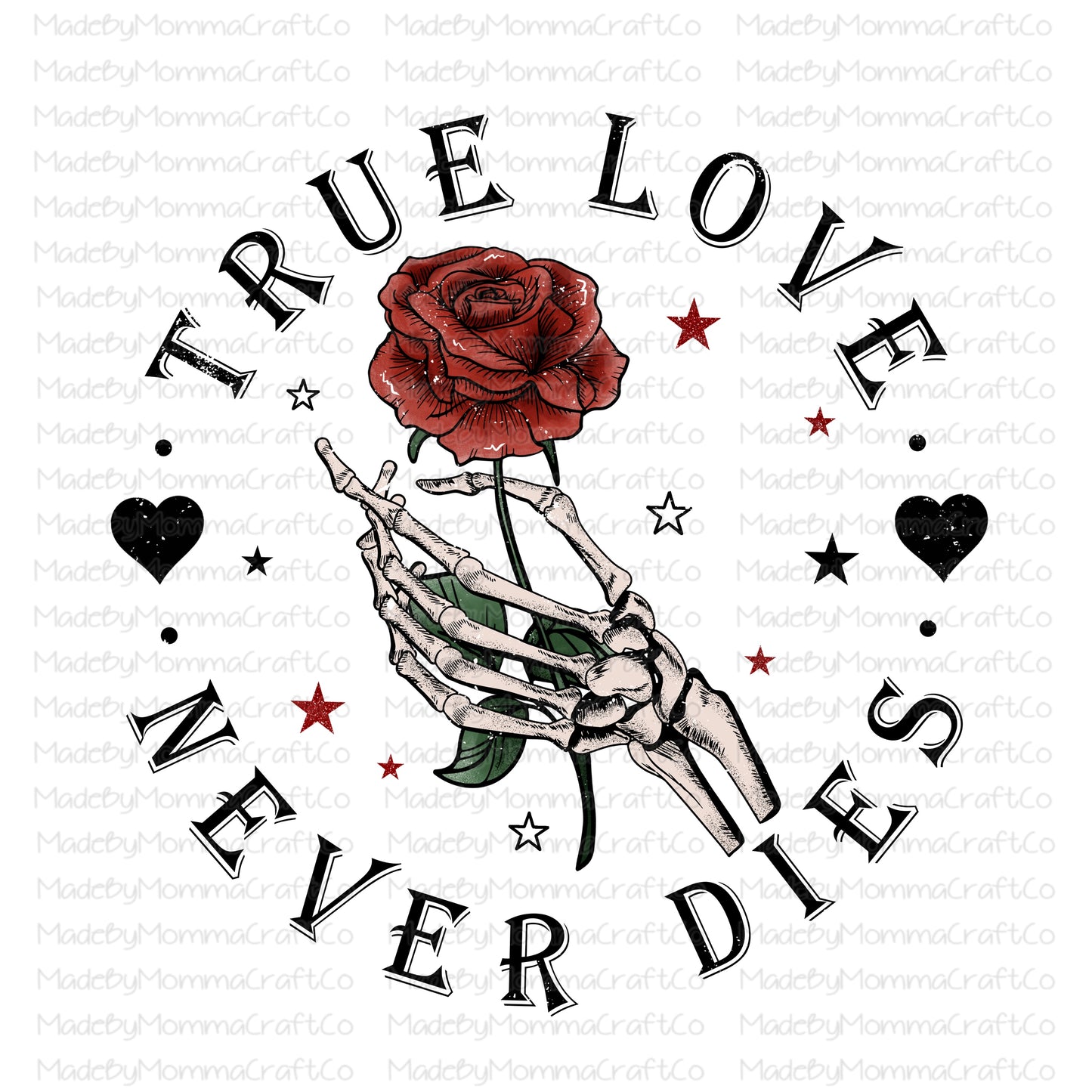 True love never dies valentines skeleton  - Cheat Clear Waterslide™ or White Cast Sticker