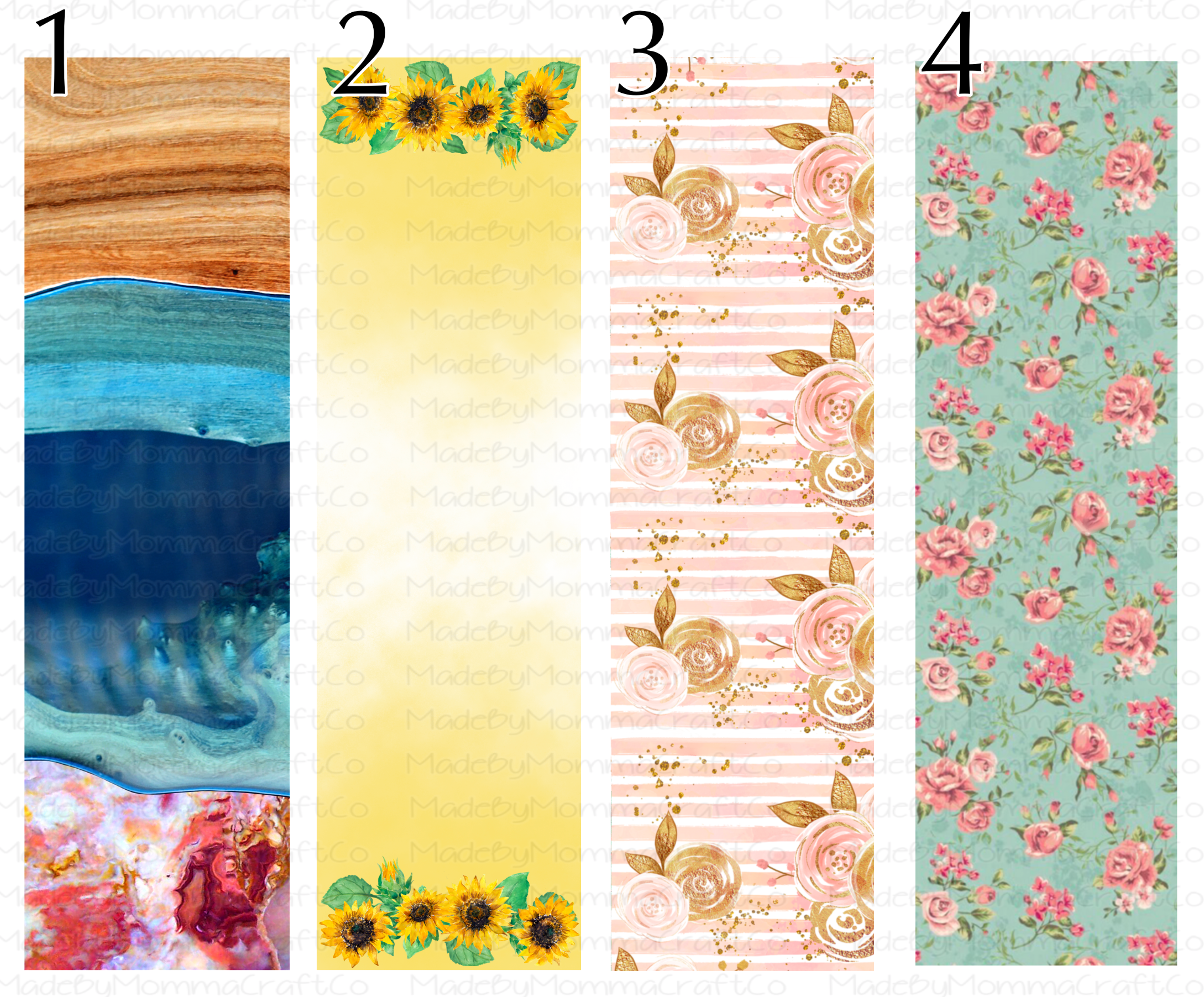 Wood and Floral Pen wraps - Printed Waterslide or Digital Download