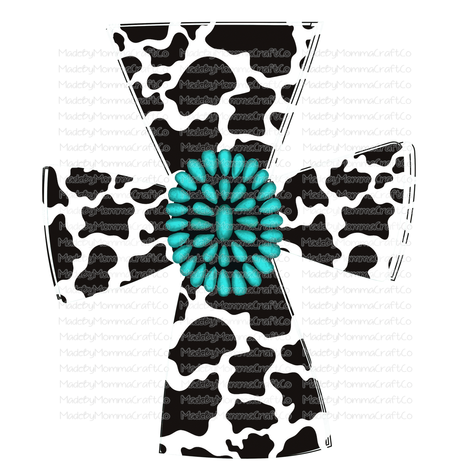 Cow Print Cross Western Christian - Cheat Clear Waterslide™ or White Cast Sticker