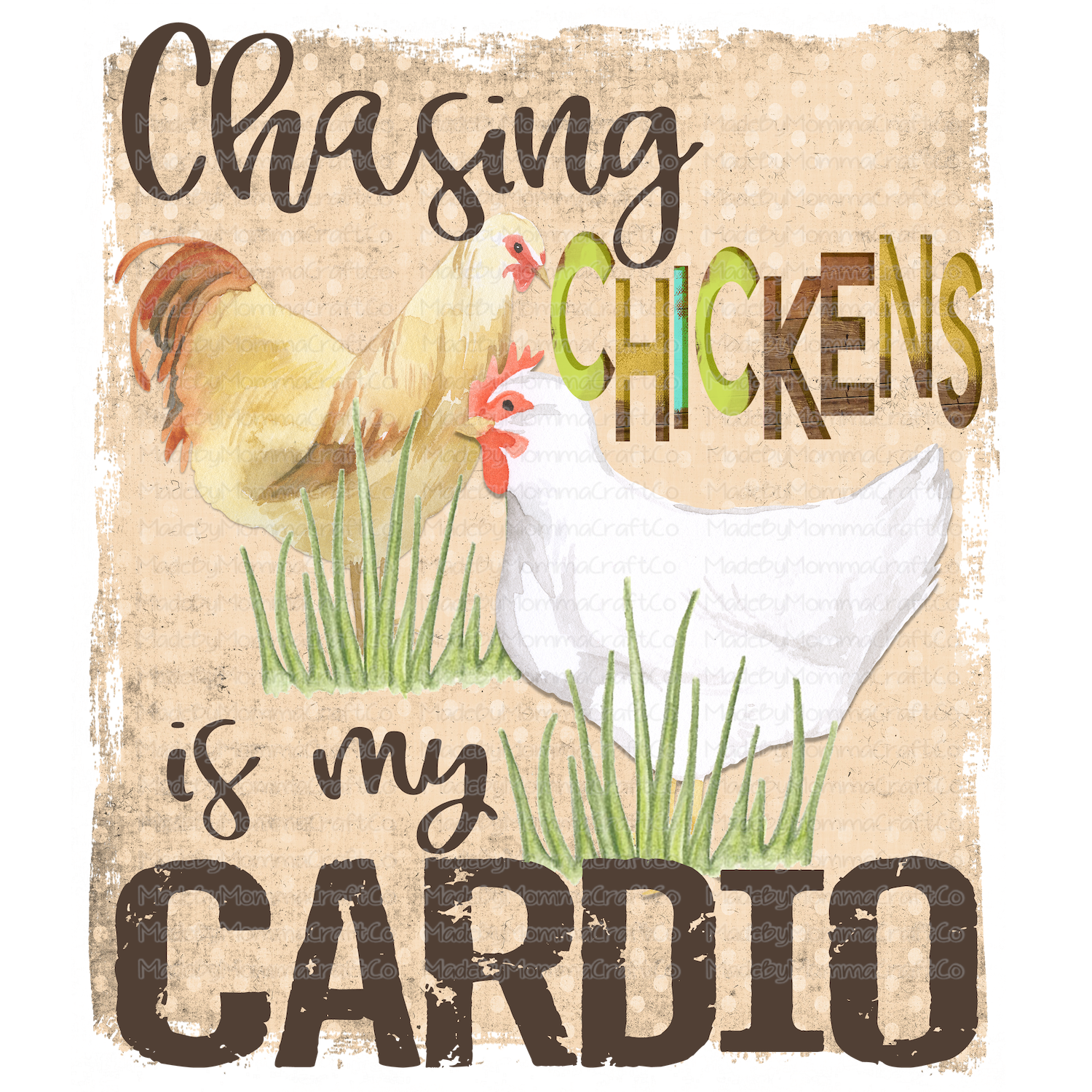 Chasing Chickens Is My Cardio-Cheat Clear Waterslide™ or White Cast Sticker