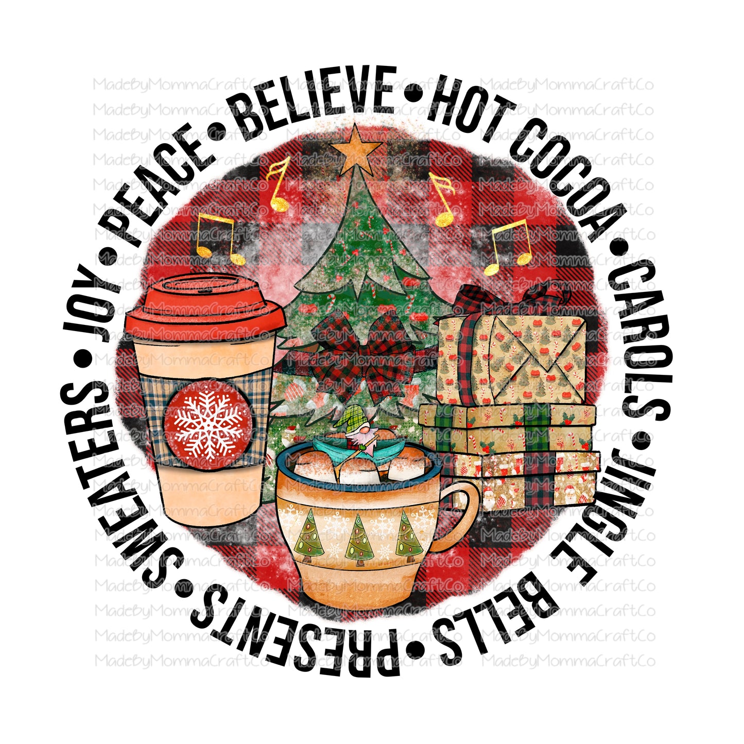 Hot Cocoa Vintage Christmas -Cheat Clear Waterslide™ or White Cast Sticker