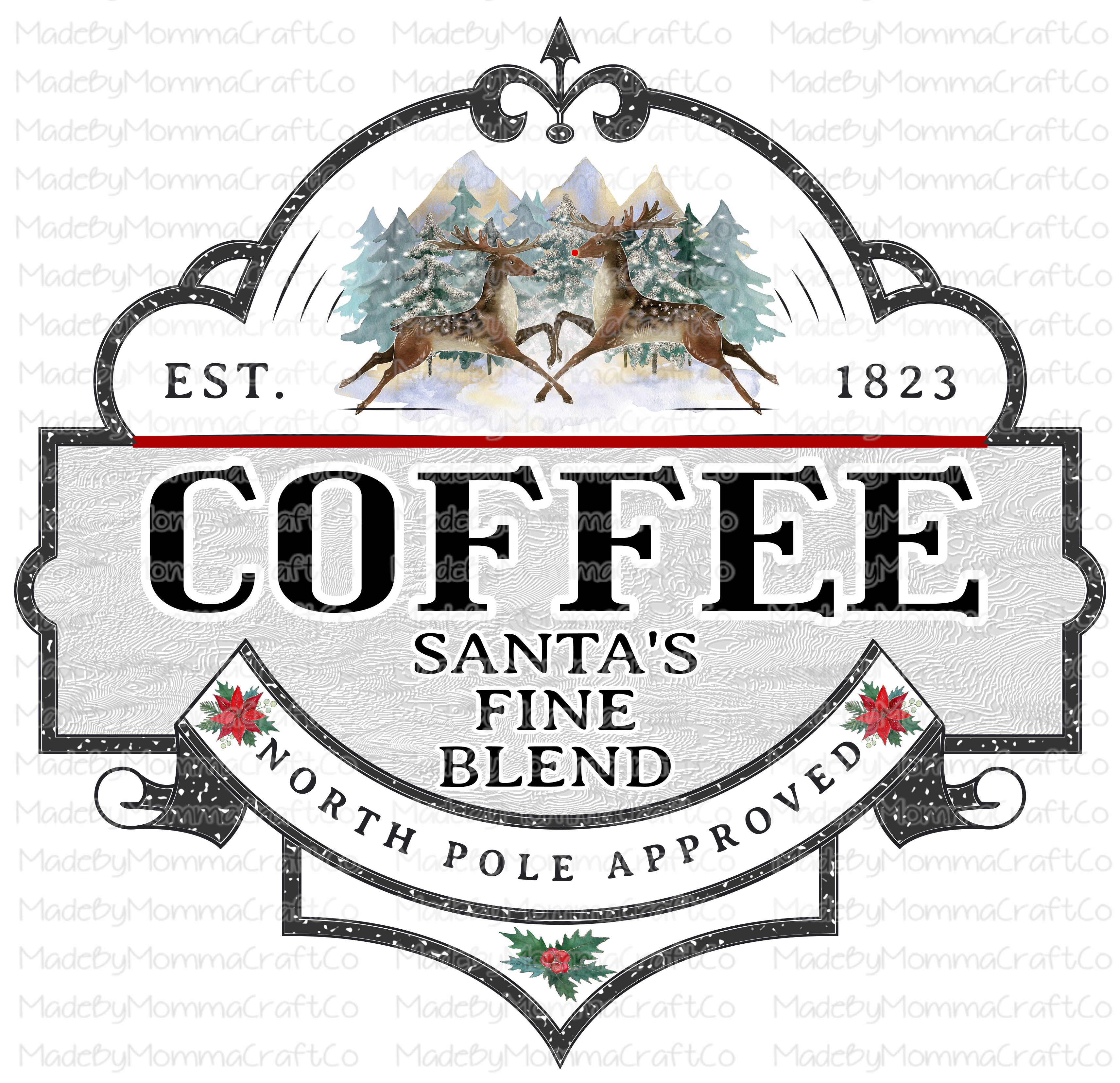 Coffee Santas Finest Blend - Christmas - Cheat Clear Waterslide™ or White Cast Sticker
