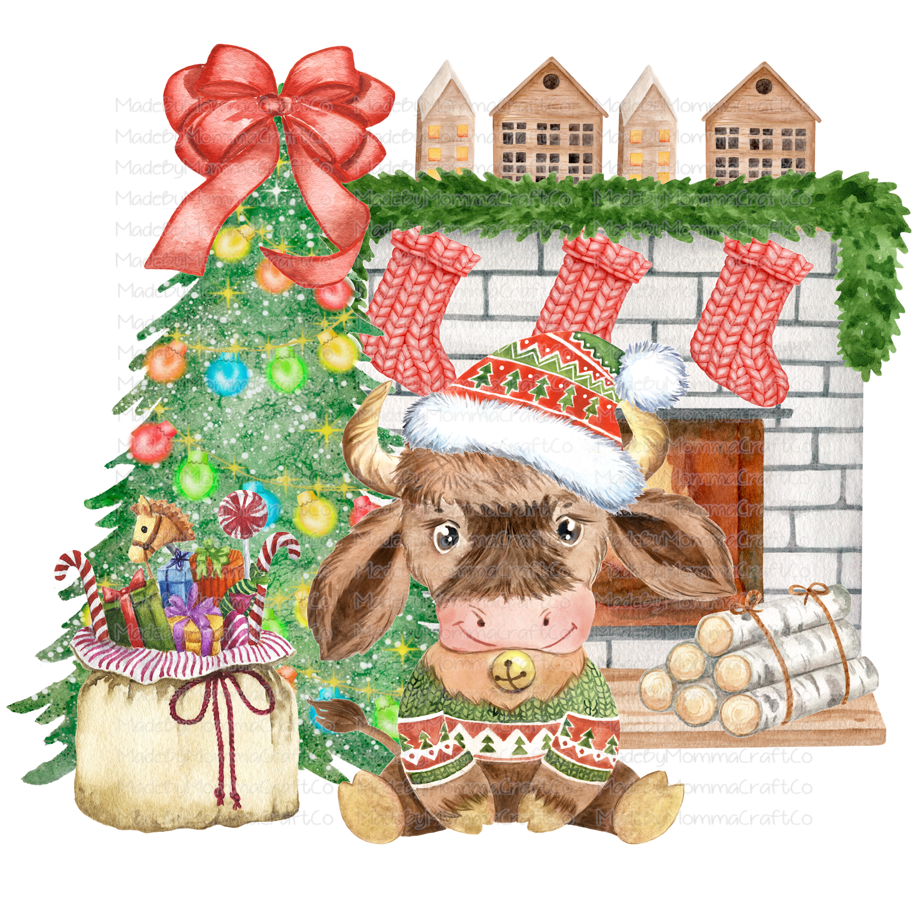 Christmas Cow - Cheat Clear Waterslide™ or White Cast Sticker