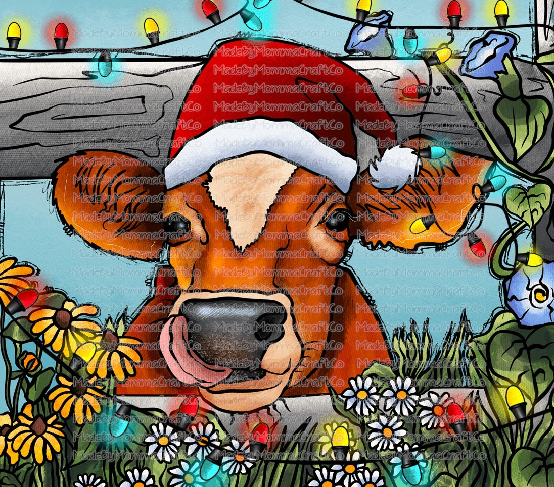 Christmas Cow Tumbler Wrap - Sublimation Vinyl Or Waterslide Wrap