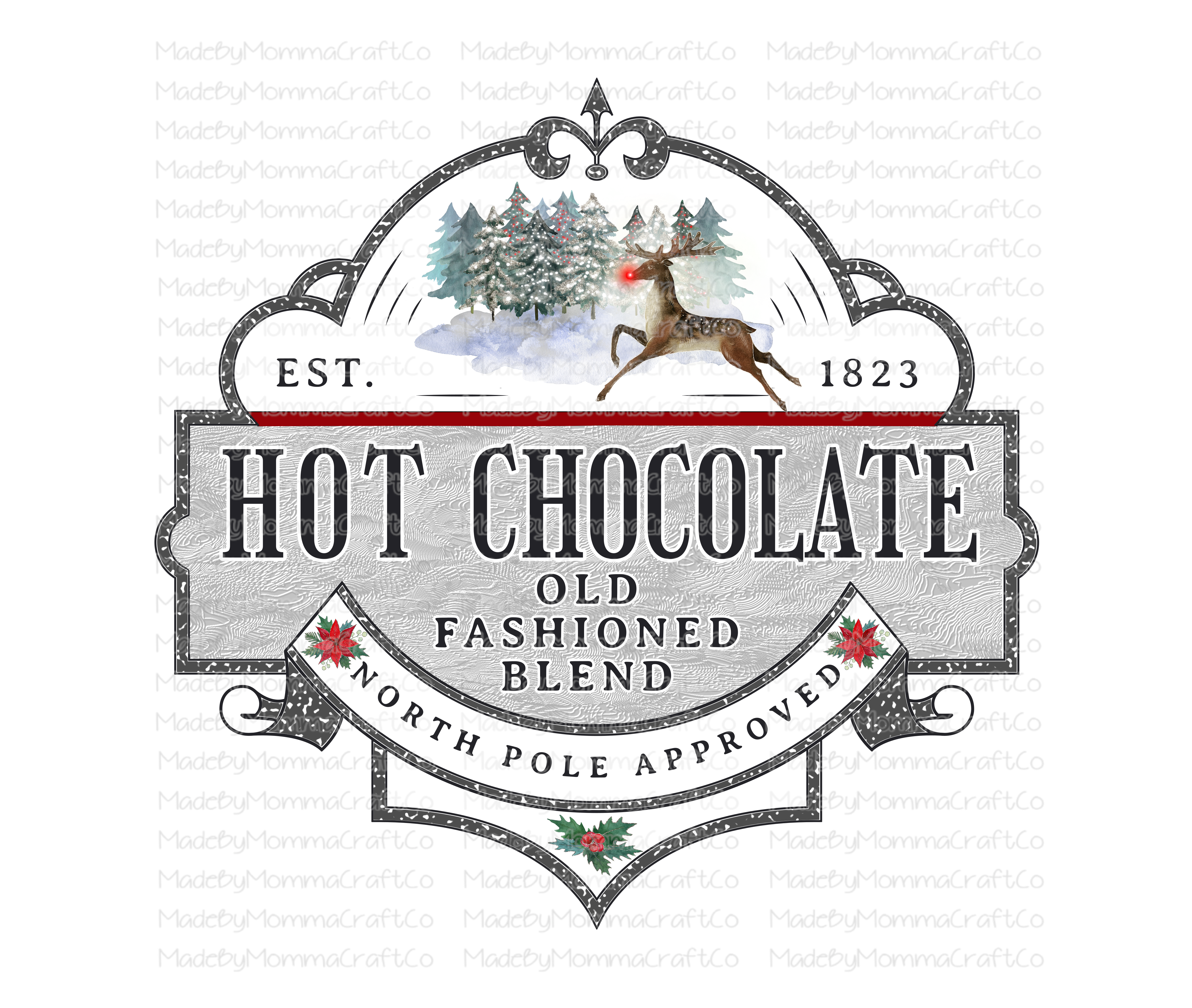 Hot Chocolate Reindeer - Christmas - Cheat Clear Waterslide™ or White Cast Sticker