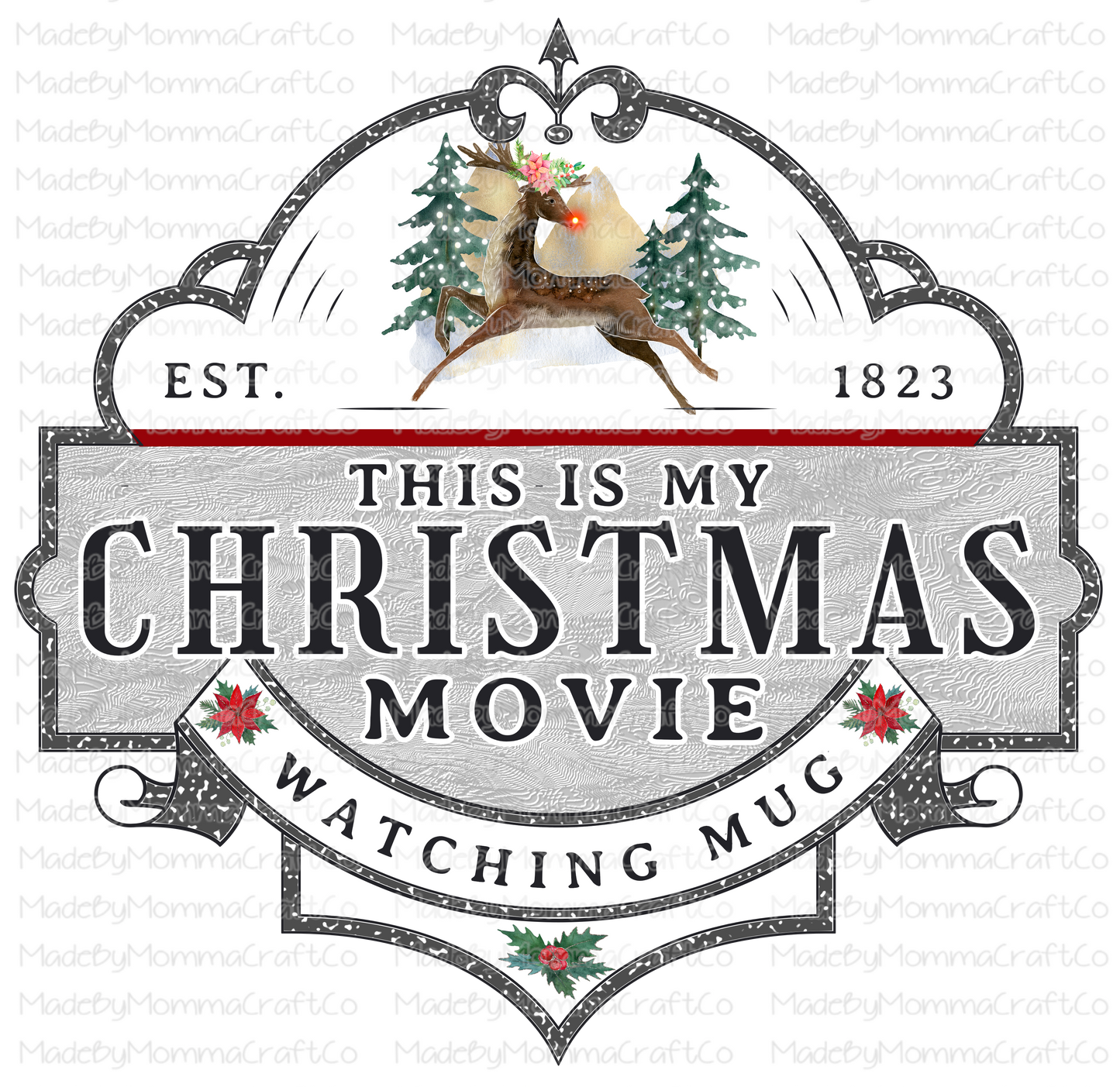 Christmas Movie Watching Mug Christmas - Cheat Clear Waterslide™ or White Cast Sticker