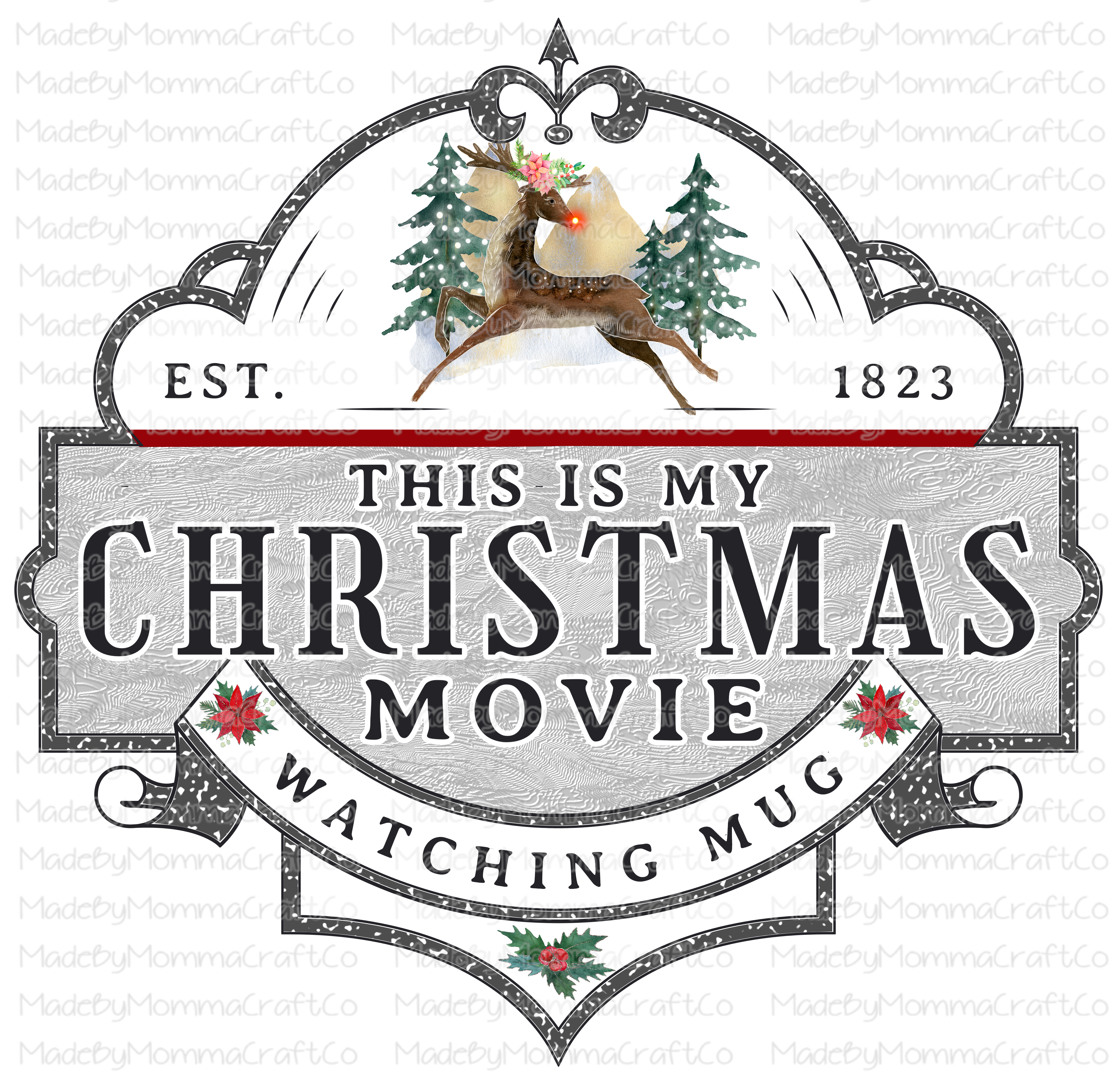 Christmas Movie Watching Mug Christmas - Cheat Clear Waterslide™ or White Cast Sticker