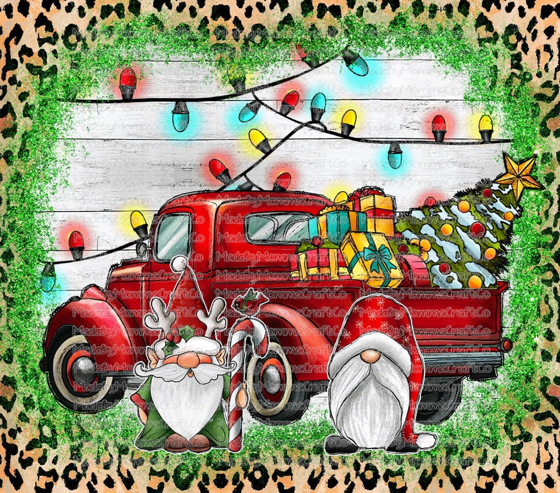 Christmas Truck Gnomes Tumbler Wrap - Sublimation Vinyl Or Waterslide Wrap