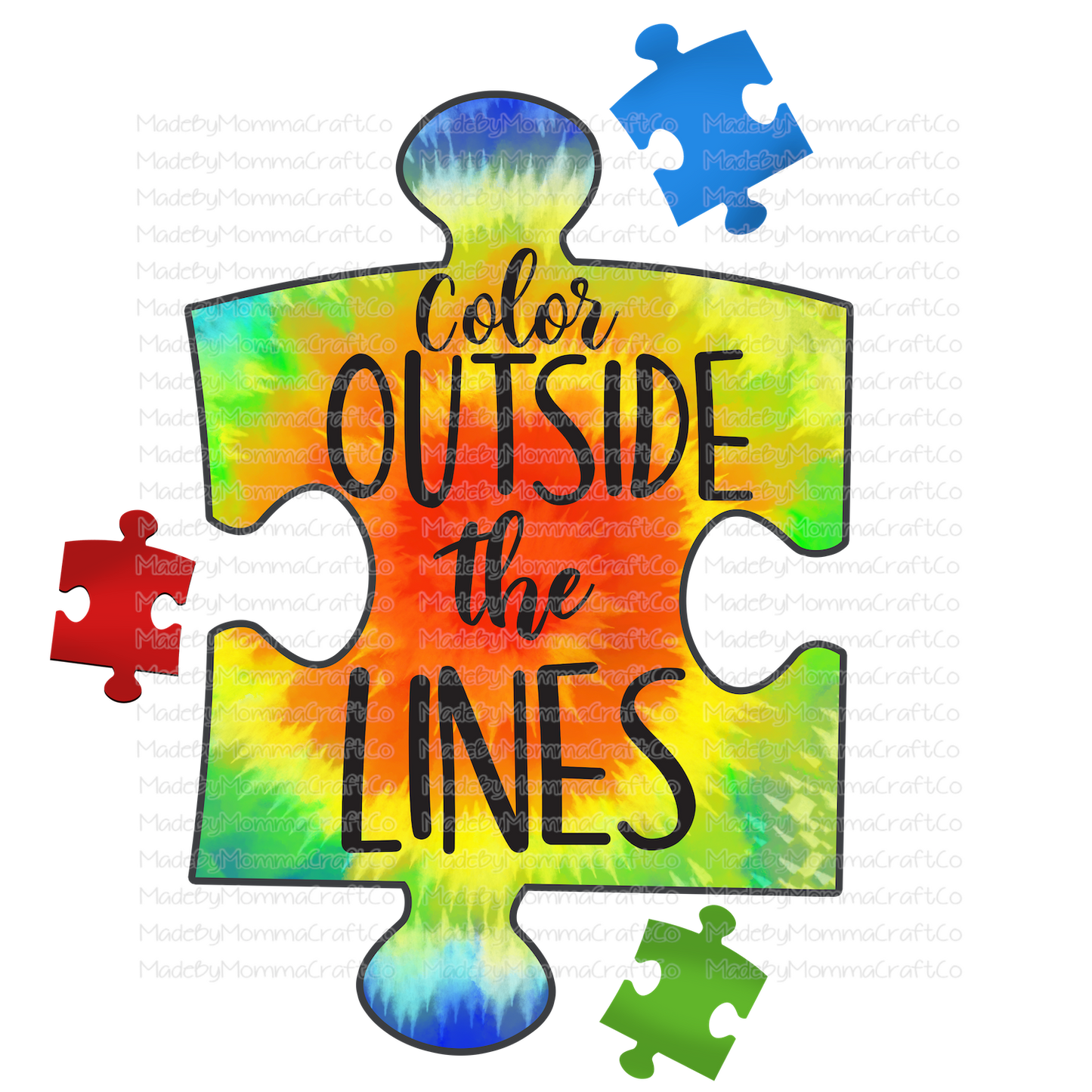 Color Outside the Lines Puzzle Autism - Cheat Clear Waterslide™ or White Cast Sticker