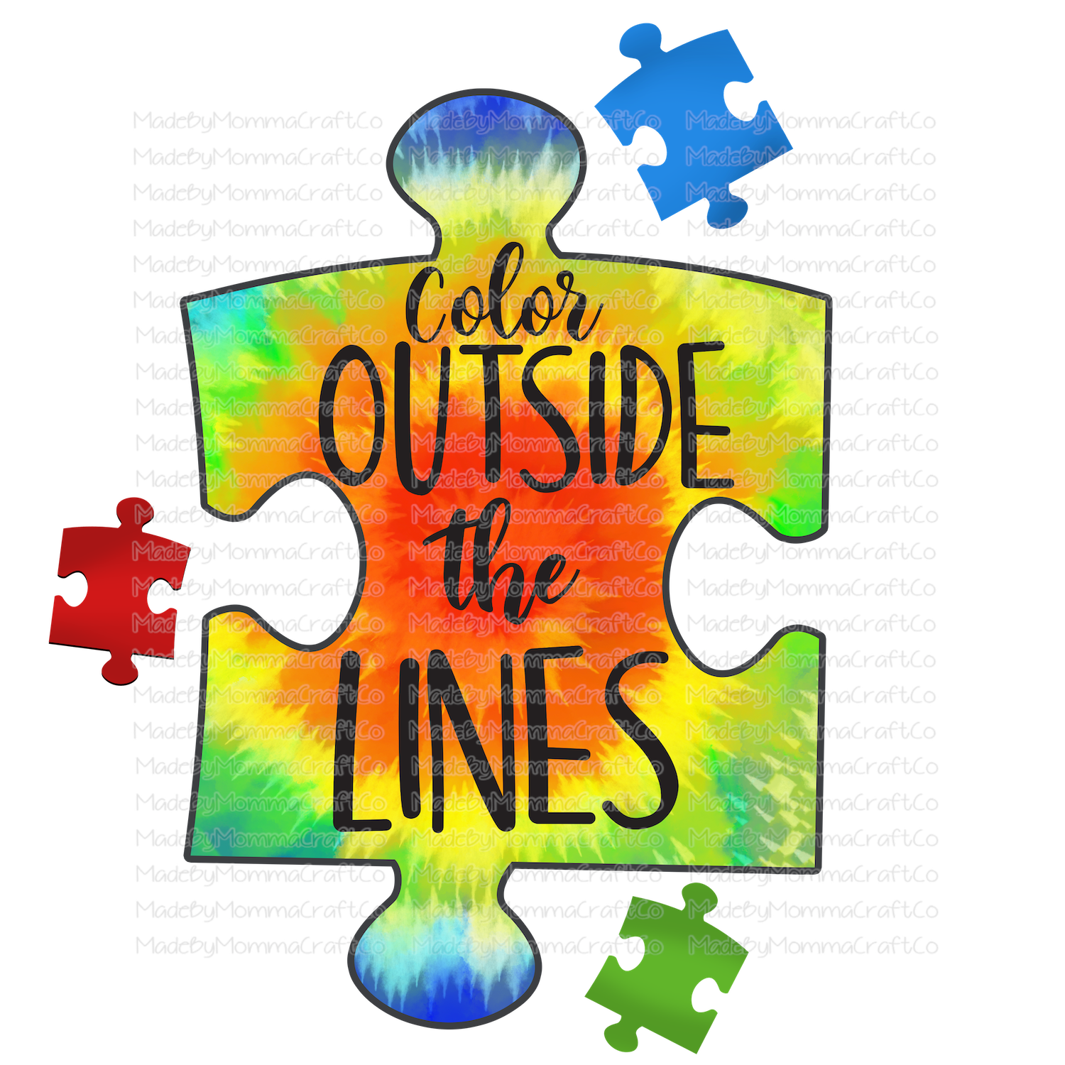 Color Outside the Lines Puzzle Autism - Cheat Clear Waterslide™ or White Cast Sticker