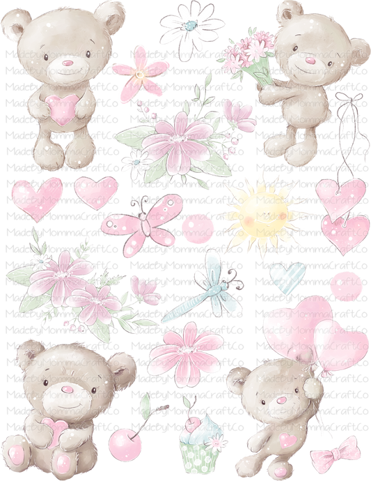 Cute Bears Cheat Clear Waterslide ™ or Sticker Themed Sheet  Elements Sheet