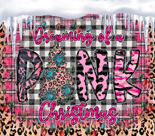 Dreaming Of A Pink Christmas Breast Cancer Tumbler Wrap - Sublimation Vinyl Or Waterslide Wrap