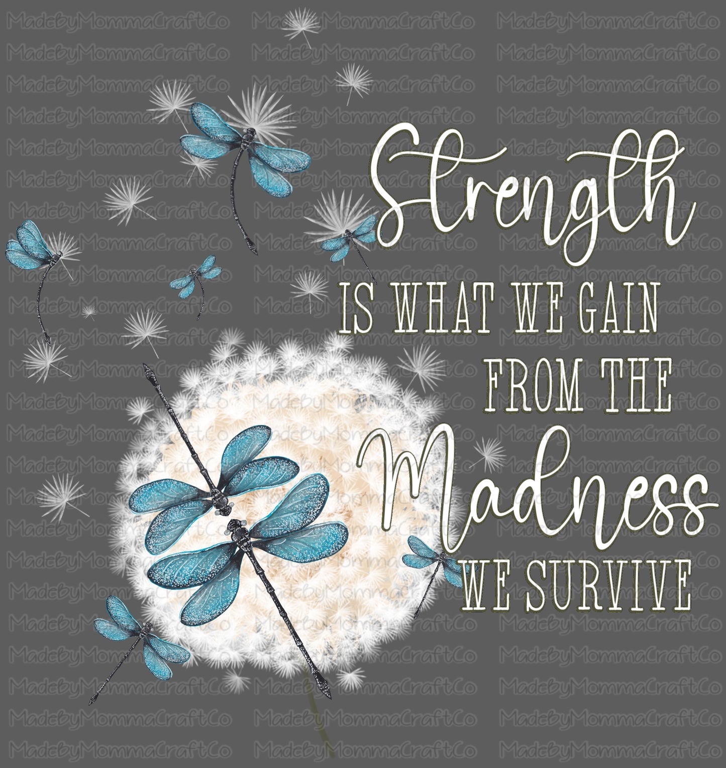 Dragonfly Dandelion Strength Motivational  - Cheat Clear Waterslide Decal or Digital Download