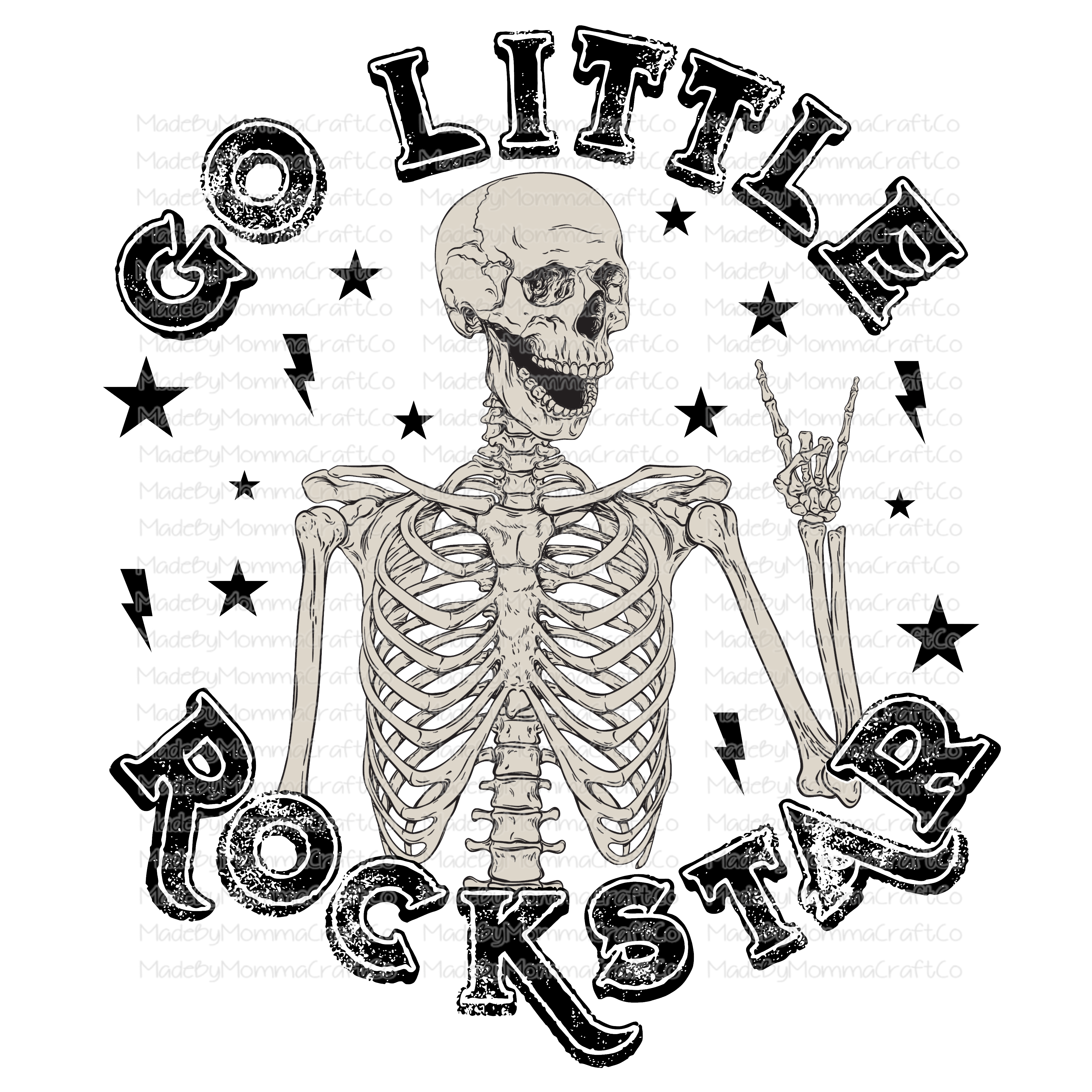 Go Little Rockstar Skeleton - Cheat Clear Waterslide™ or White Cast Sticker