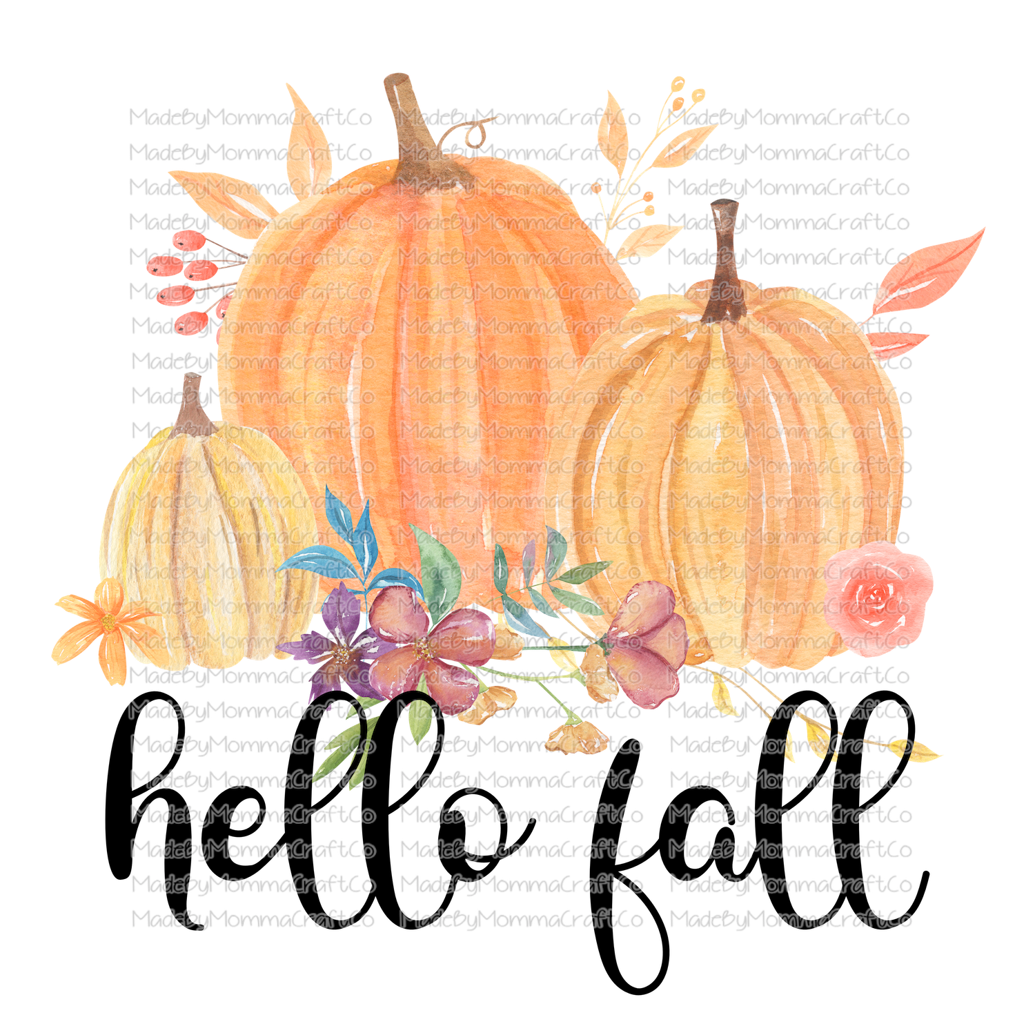 Hello Fall Pumpkins -Cheat Clear Waterslide™ or White Cast Sticker
