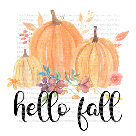 Hello Fall Pumpkins -Cheat Clear Waterslide™ or White Cast Sticker