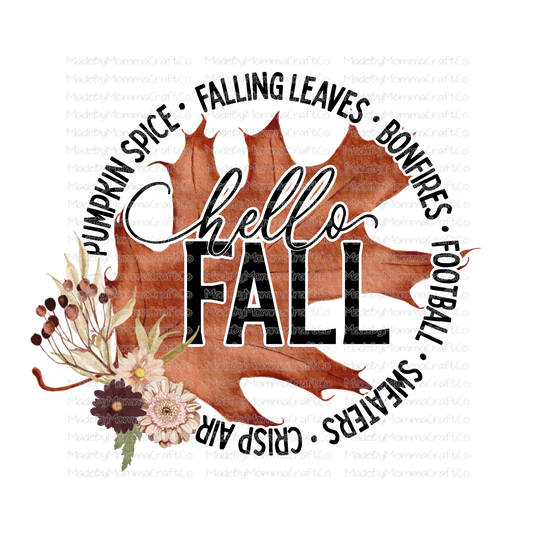Hello Fall Leaf -Cheat Clear Waterslide™ or Cheat Clear Sticker Decal or Digital Download