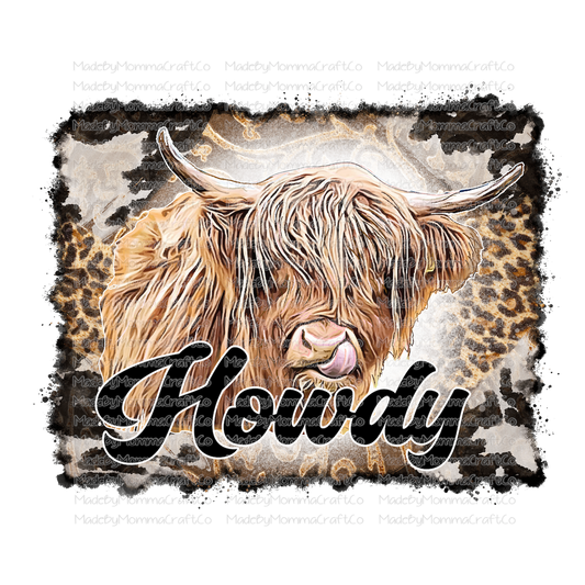 Howdy Western Highlands Cow  - Cheat Clear Waterslide™ or White Cast Sticker