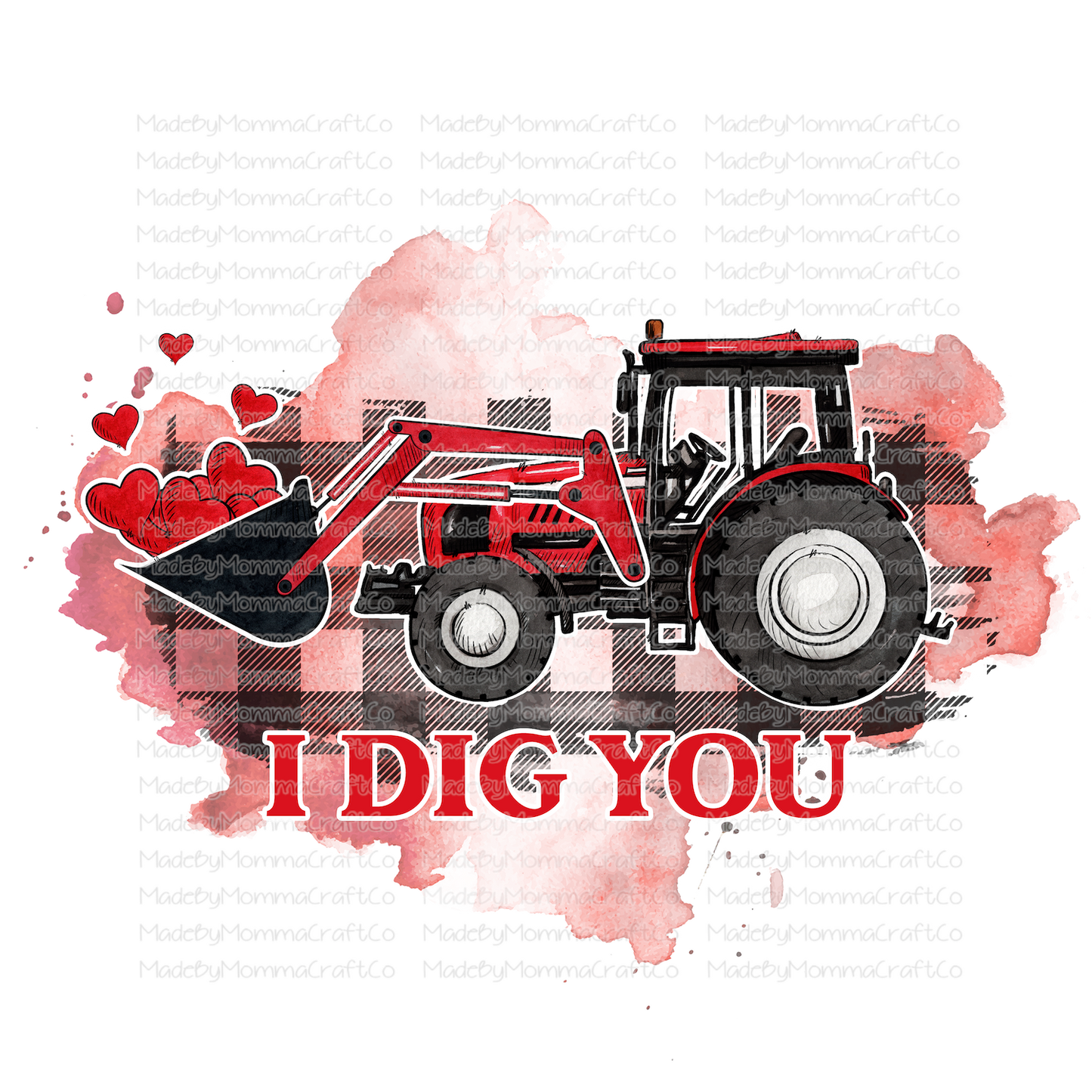 I Dig You Tractor Valentines - Cheat Clear Waterslide™ or White Cast Sticker