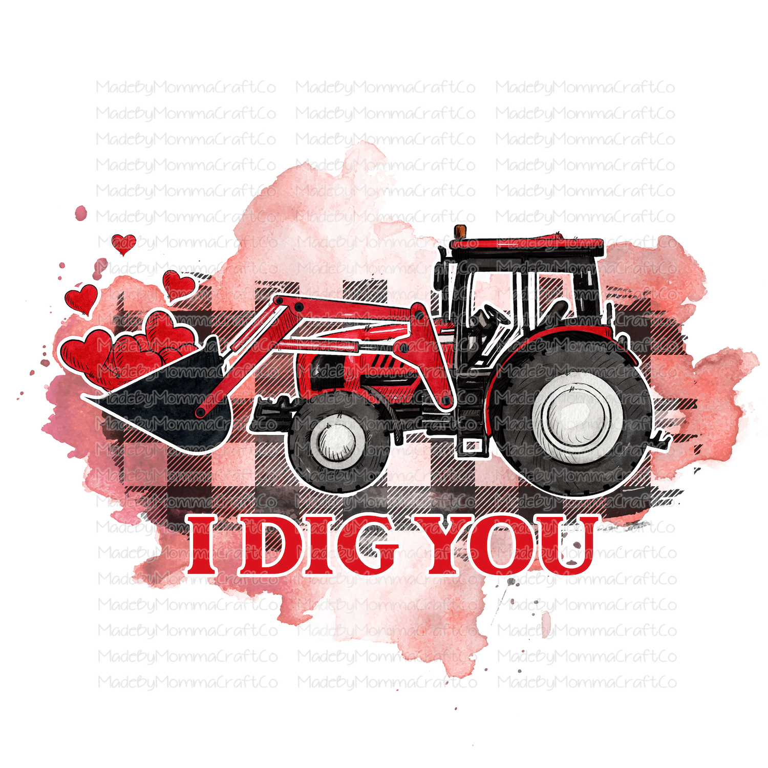 I Dig You Tractor Valentines - Cheat Clear Waterslide™ or White Cast Sticker