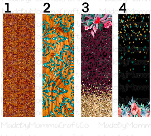 Leather Woodgrain Leopard Floral Pen Wraps - Printed Waterslide or Digital Download