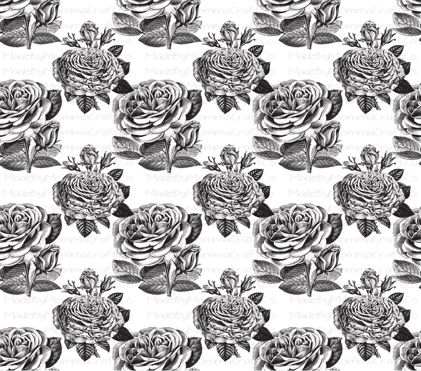 Sketched Black Roses Floral Overlay Wrap - Cheat Clear Waterslide™ for All Color Cups