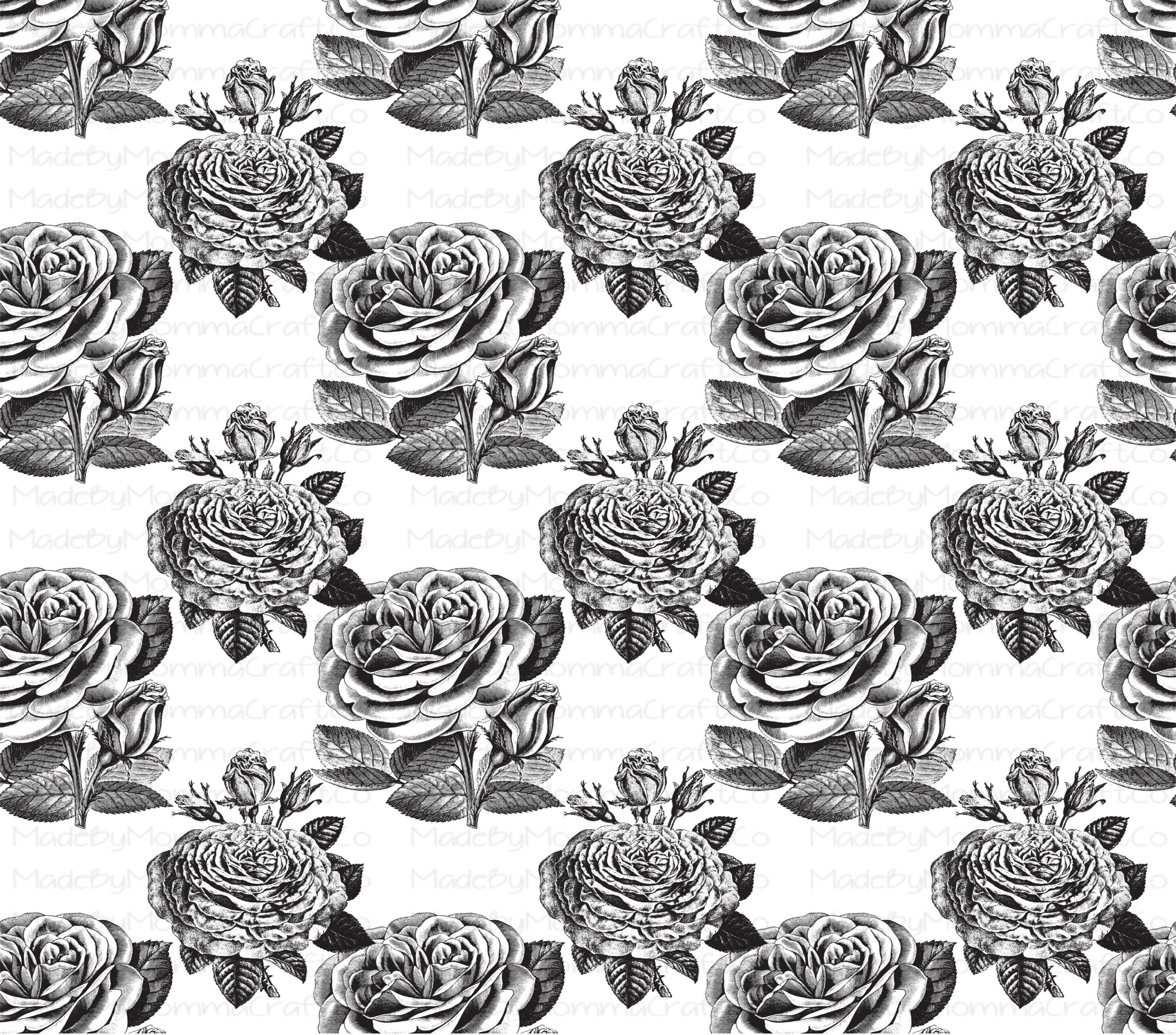 Sketched Black Roses Floral Overlay Wrap - Cheat Clear Waterslide™ for All Color Cups