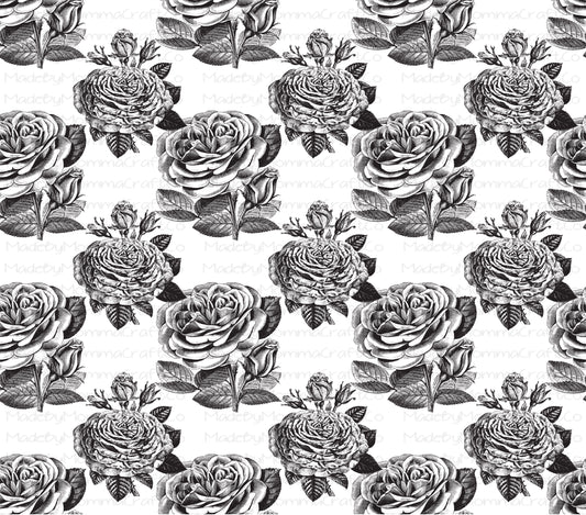 Sketched Black Roses Floral Overlay Wrap - Cheat Clear Waterslide™ for All Color Cups