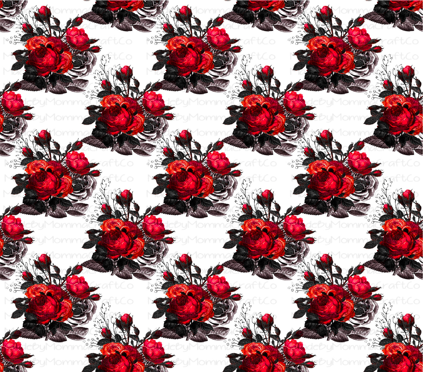 Red Roses Floral Skull Overlay Wrap - Cheat Clear Waterslide™ for All Color Cups