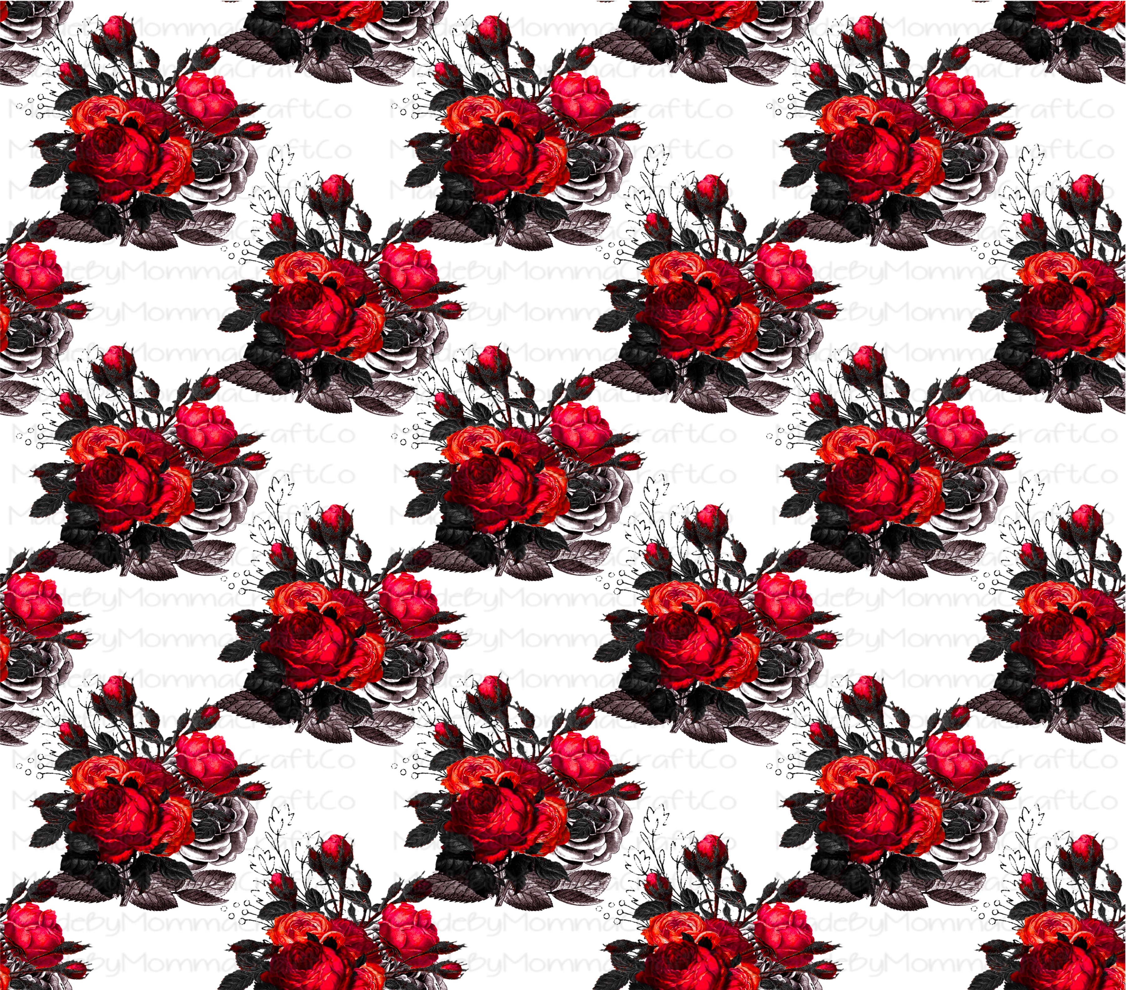 Red Roses Floral Skull Overlay Wrap - Cheat Clear Waterslide™ for All Color Cups