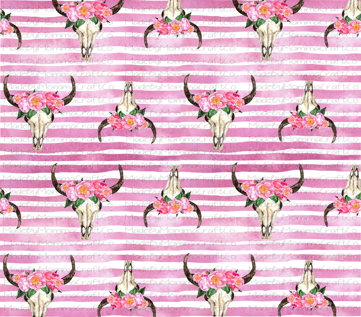 Pink Floral Striped Horns Overlay Wrap - Cheat Clear Waterslide™ for All Color Cups