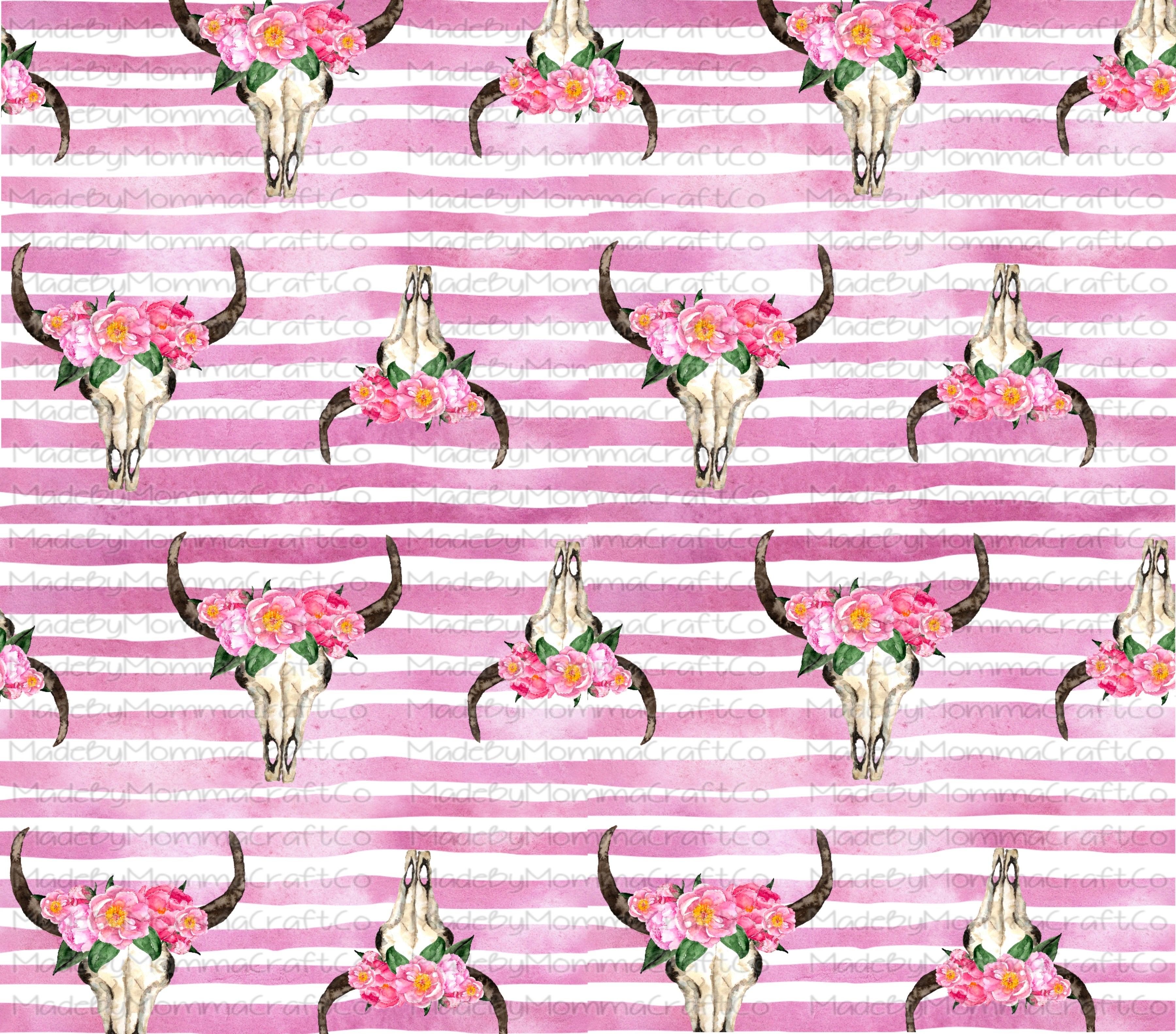 Pink Floral Striped Horns Overlay Wrap - Cheat Clear Waterslide™ for All Color Cups