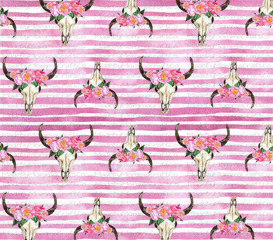 Pink Floral Striped Horns Overlay Wrap - Cheat Clear Waterslide™ for All Color Cups