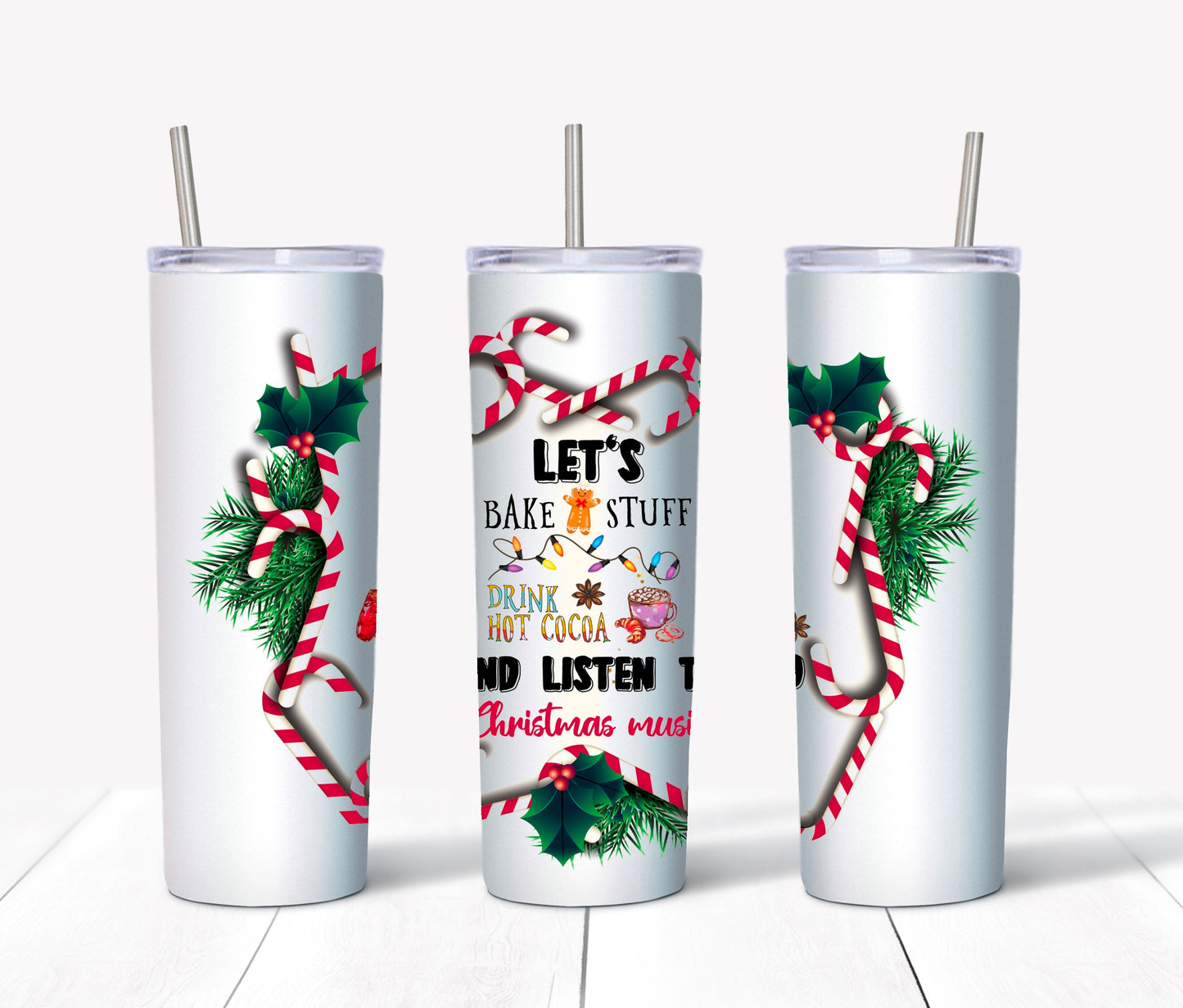 Let’s bake stuff and watch Christmas Movies Sublimation Tumbler Wrap - Or Clear Waterslide Wrap