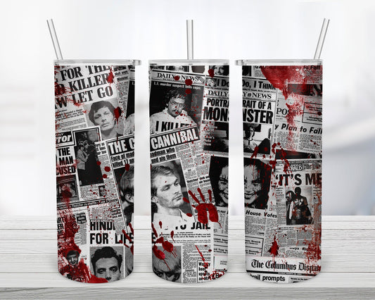 Crime junkie newspaper Halloween Sublimation Tumbler Wrap - Or Clear Waterslide Wrap