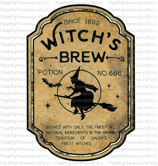 Halloween Witches Brew Potion Label Cheat Clear Waterslide™ or White Cast Sticker Or Digital Download