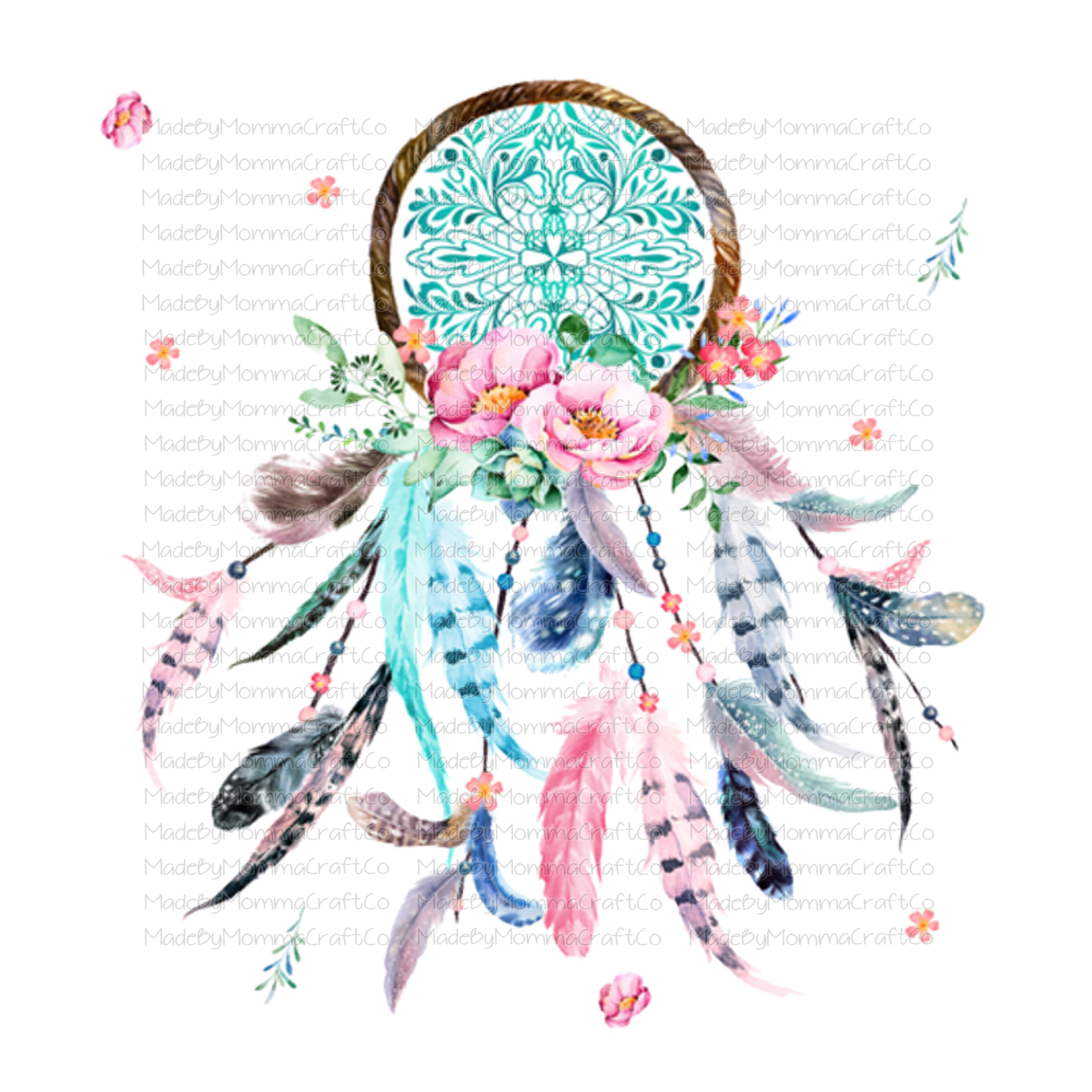 Feather Dream Catcher in Cheat Clear Waterslide™ or White Cast Sticker