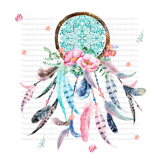 Feather Dream Catcher in Cheat Clear Waterslide™ or White Cast Sticker