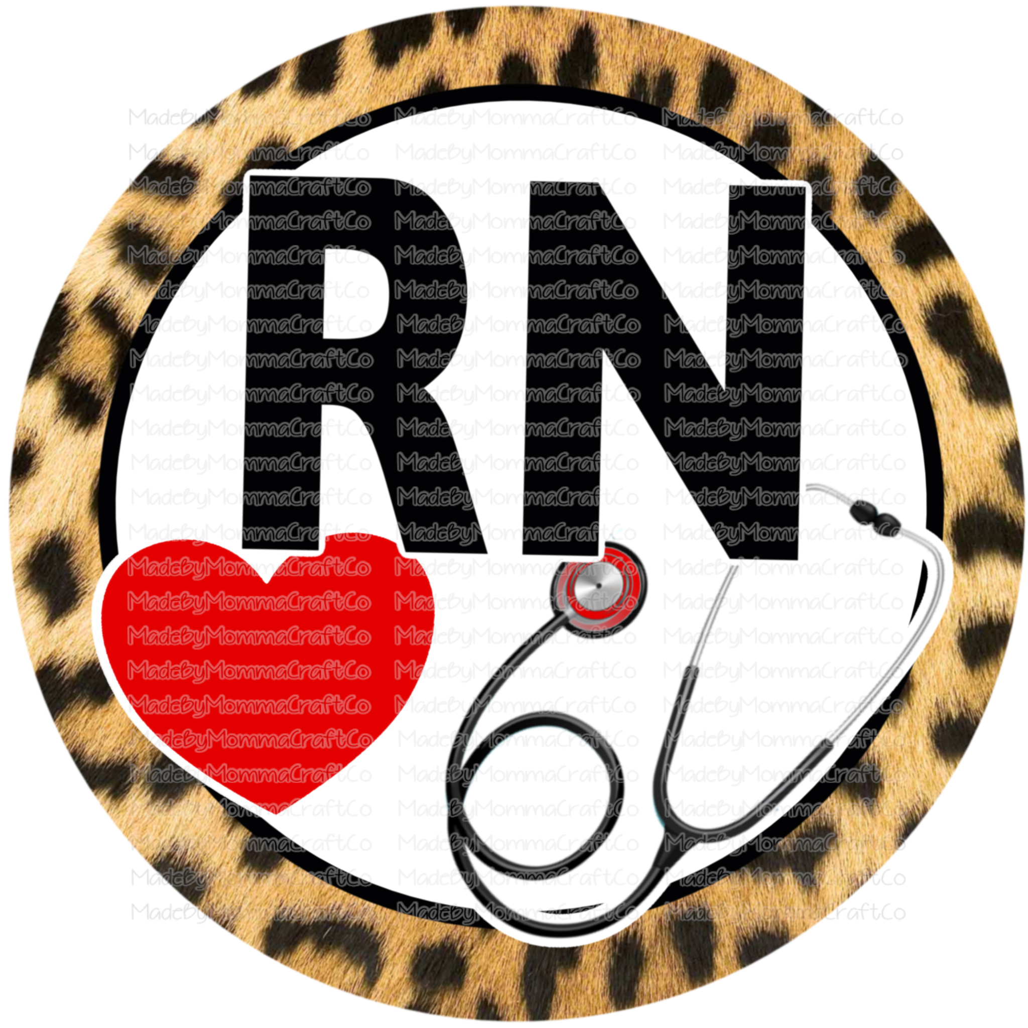 RN - Heart - Leopard Circle - Cheat Clear Waterslide™ or White Cast Sticker