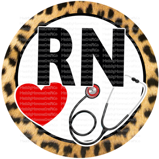 RN - Heart - Leopard Circle - Cheat Clear Waterslide™ or White Cast Sticker