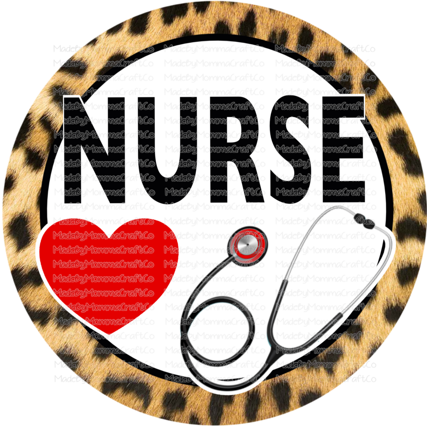 Nurse - Heart - Leopard Circle - Cheat Clear Waterslide™ or White Cast Sticker